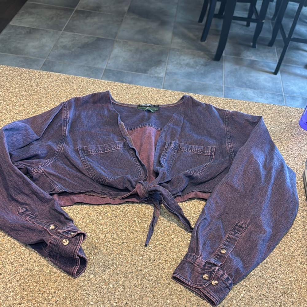 Nasty gal denim crop shirt